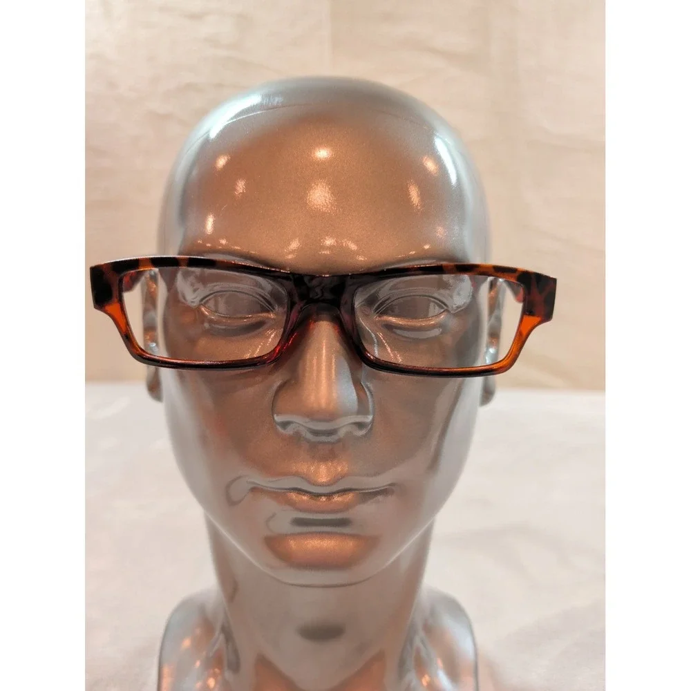 Tortoiseshell Rectangular Eyeglass Frames Brown Amber Unisex Glasses Frames Only